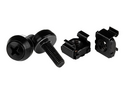 Startech 50 Pack 10-32 Server Rack Cage Nuts and Screws with Washers, Rack Mount Hardware Kit, Network/IT Equipment Cabinet Clip/Captive Nuts & Bolts for Square Rack Holes, Black, TAA